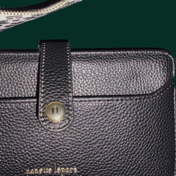 Nanette Lepore 2/1 Black Leather Snap Wallet with Card Holder Gold Hdware NWT - Picture 6 of 12